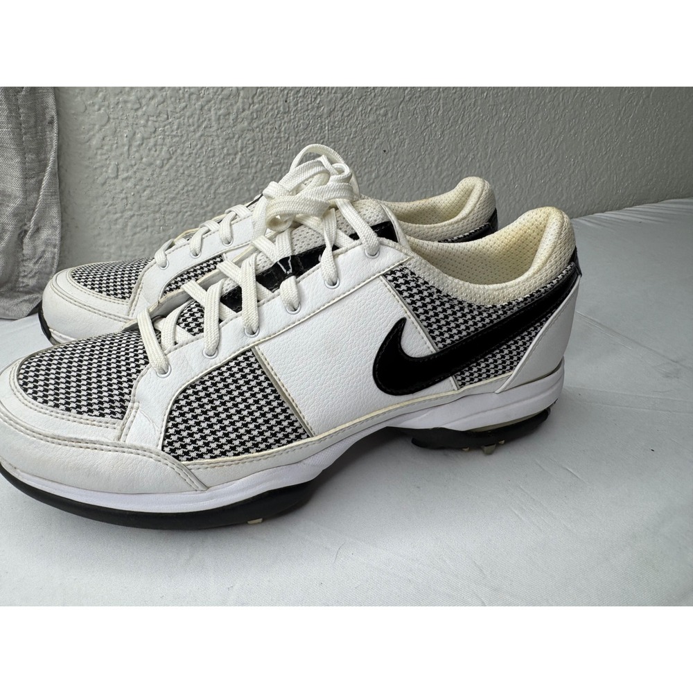 Nike Air Golf Shoes White Black Houndstooth Spiked 317626-101 Mens 8.5 - Picture 3 of 8